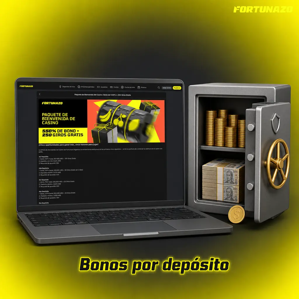 Sección de promociones con bonos por depósito, vigencia, requisitos y saldo elegible antes de cargar plata