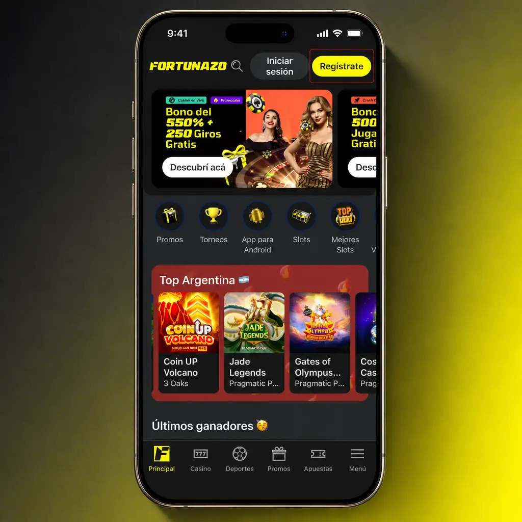Pantalla para activar bono de bienvenida con 550% en casino, giros gratis y apuestas gratis