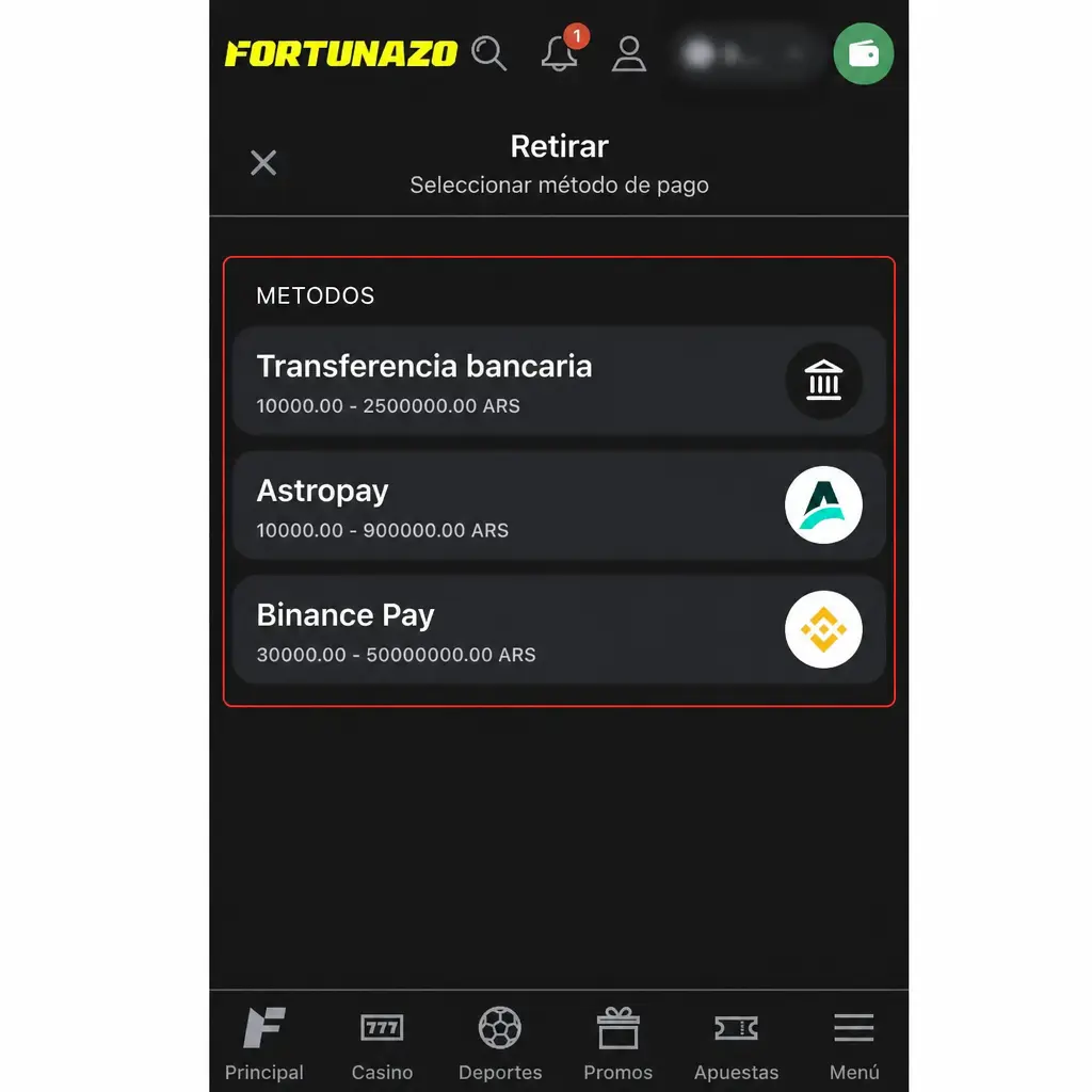 Guía paso a paso para retirar fondos en ARS, elegir método, confirmar datos y revisar payout.