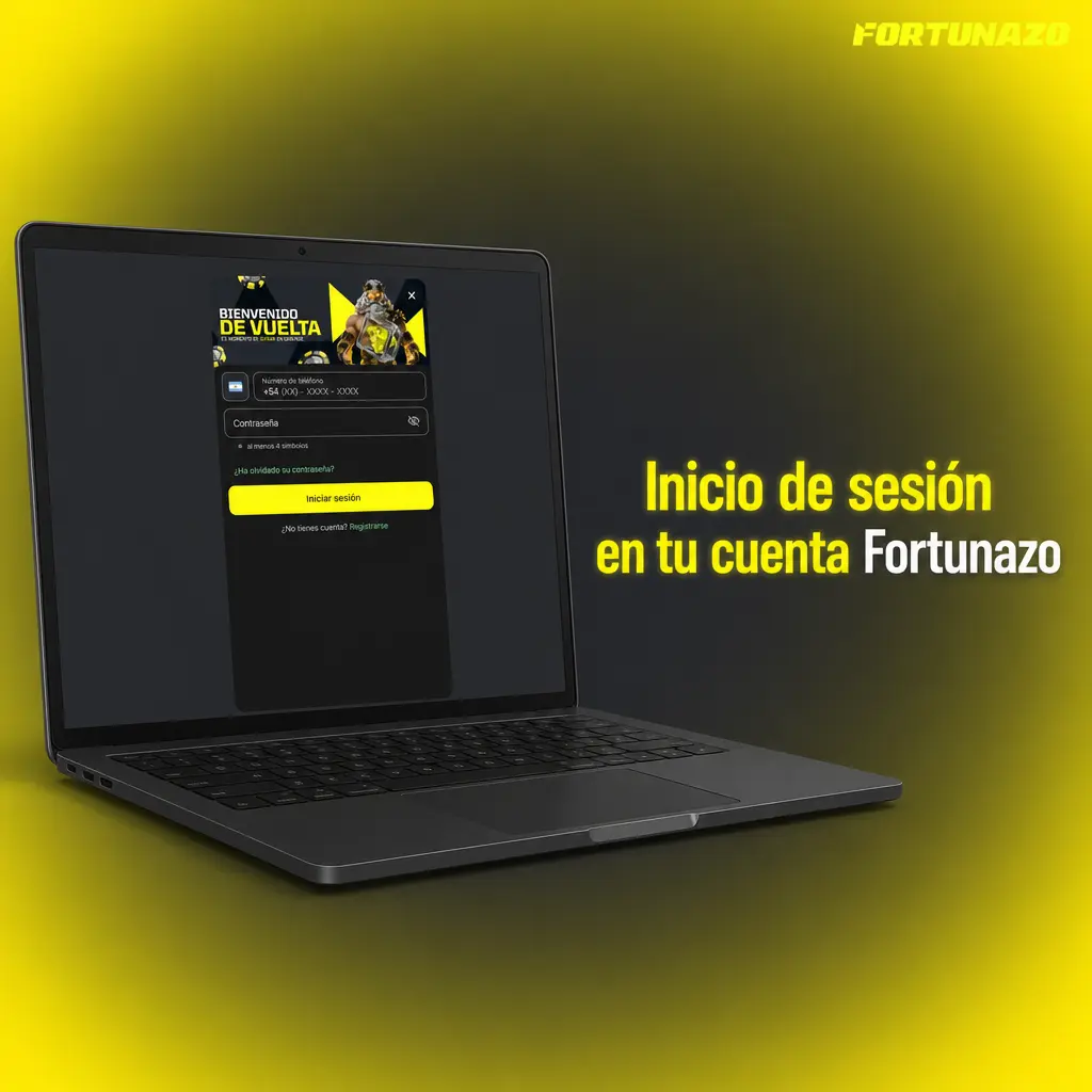 Pantalla de inicio de sesión de Fortunazo con acceso a cuenta, recuperación de contraseña y seguridad 2FA